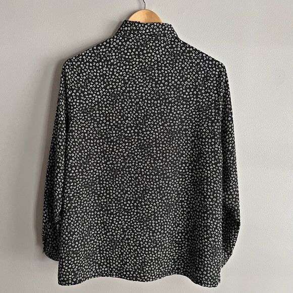 Vintage 90’s abstract black and white button blouse retro unique eclectic - Picture 7 of 10